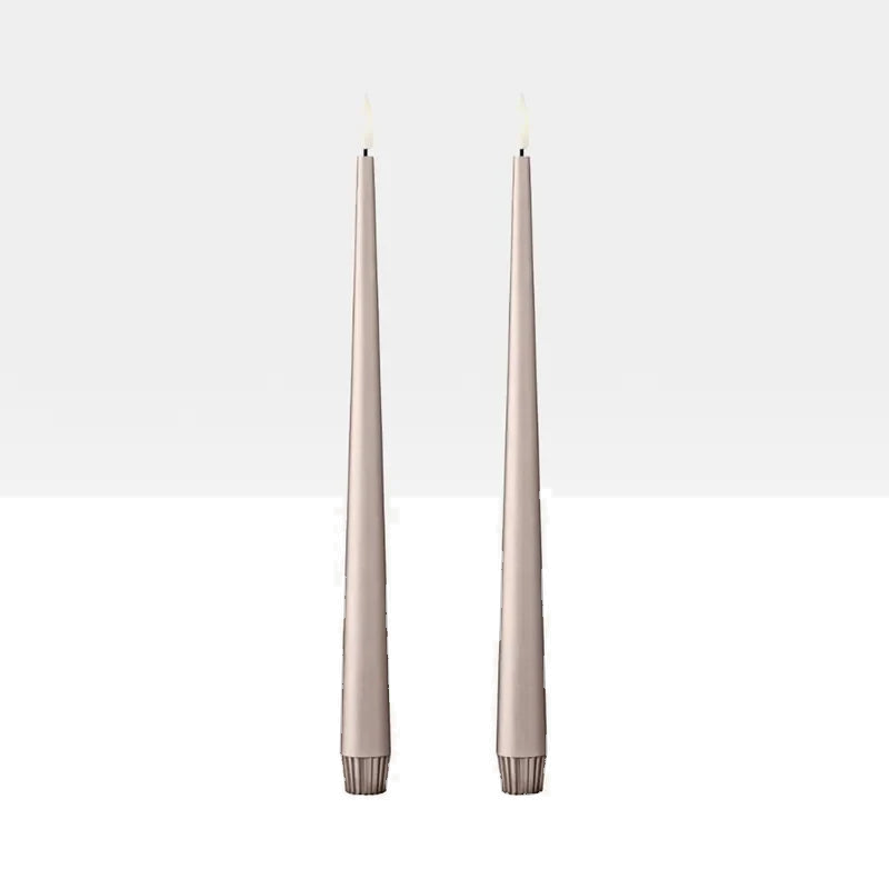 LED Taper Candles — Champagne Metallic