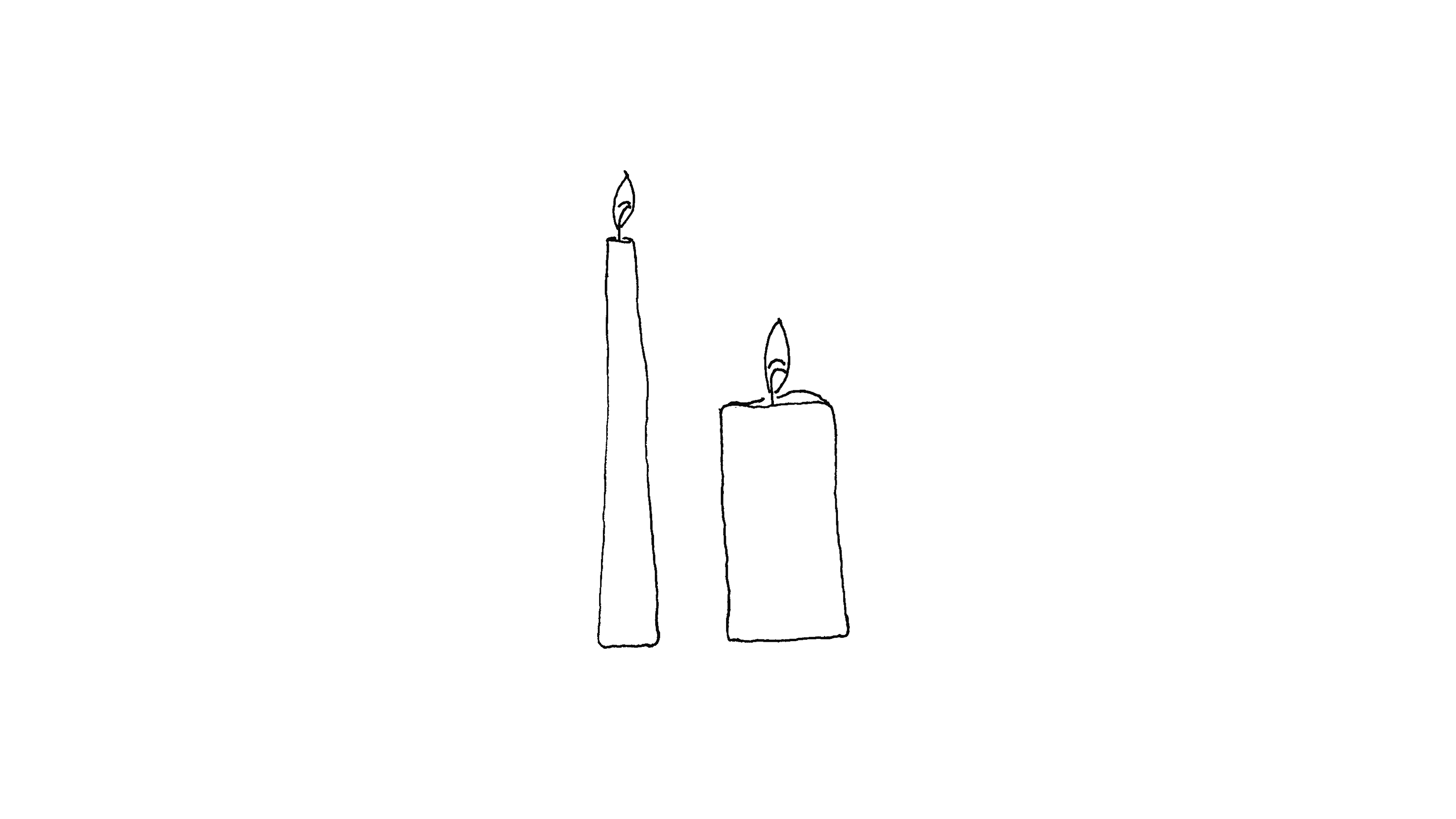 A Lyssier moment. A simple sketch of two candles burning down, side by side.